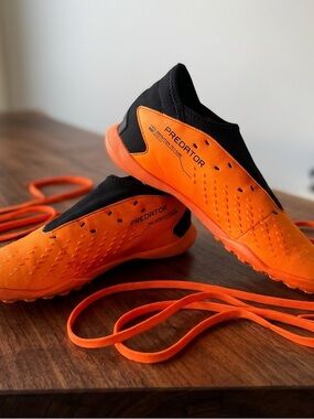 Adidas Predator Indoor Soccer Shoes in Bright Orange & Black